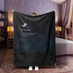 Pixel Art No Internet Print Flannel Blanket, Soft Warm Anti-Pilling, Ideal for Naps Camping Travel, Perfect Gift