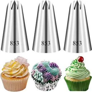 3 Pieces Large 853 Piping Tips Set,Cake Decorating Set,Cupcake Piping Tips,Icing Tips for Cake Decorating,Large Frosting and Baking Tips,Cookie Piping Kit,Star and Flower Piping Tip