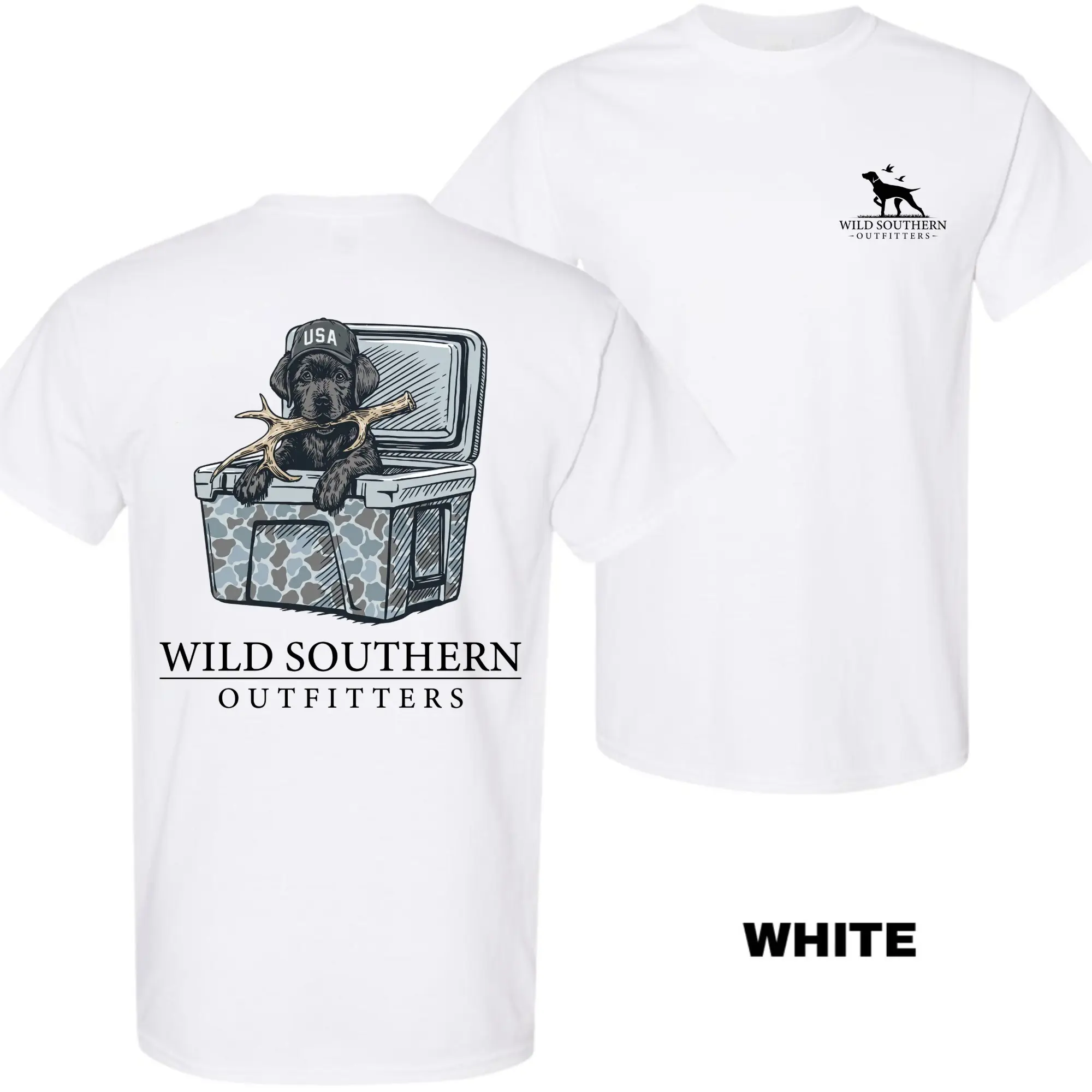 Wild Southern Outfitters Round Neck Short-Sleeve Casual Camo Labrador Shed Hunting T-Shirt, Men’s Clothes Southern Lifestyle Graphic Top for Men, Shortsleeve, T Shirts