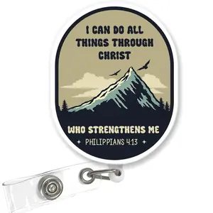 I Can Do All Things Through Christ Badge Reel Christian Faith Retractable ID Holder with Clip NDP