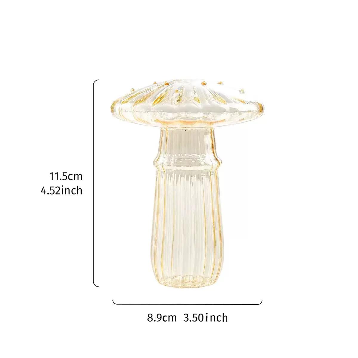 5-Pack Cute Mushroom Glass Vase Set, Mini Ribbed Mushroom Bud Vases, Colorful Aesthetic Tabletop Decor, Fairycore Home Decor for Bedroom and Living Room