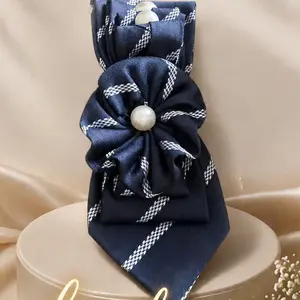 unique upcycled tie with pearl necklacr