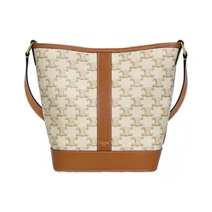 Celine Triomphe Classic Monogram Leather Bucket Bag for Women in Candy and White