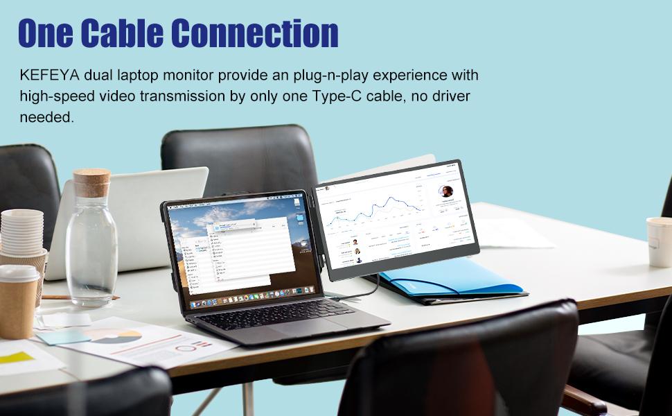 KEFEYA Laptop Screen Extender 14", FHD 1080P IPS Laptop Monitor Extender Dual Screen, Portable Monitor for Laptops 13-17" with USB-C/HDMI Port, Plug n Play for Windows/Mac/Android/Switch/PS5 KEFEYA Laptop Screen Extender 14", FHD 1080P IPS Laptop Monitor Extender Dual Screen, Portable Monitor for Laptops 13-17" with USB-C/HDMI Port, Plug n Play for Windows/Mac/Android/Switch/PS5