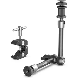 11'' Articulating Magic Arm and Clamp w/ 1/4" and 3/8" Thread, Adjustable Friction Power Camera Mount with Cold Shoe Mount for , LED Lights, Mic, for / Action Cameras - 3726
