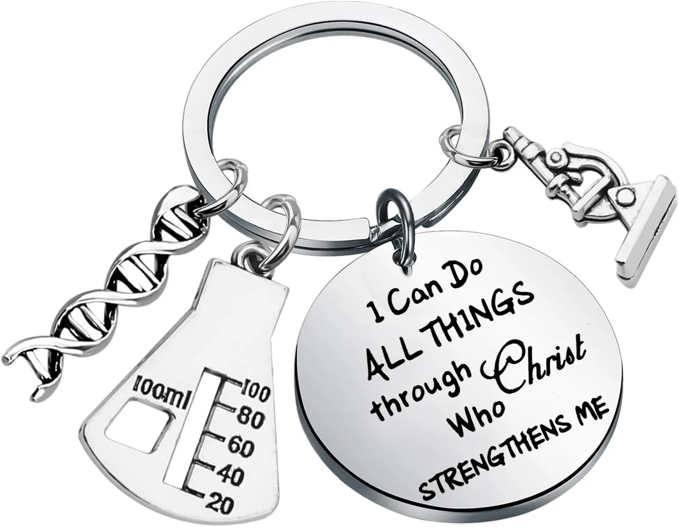 Biology Chemistry Keychain Chemist Gift I Can Do All Things Through Christ Who Strengthens Me Science Tech Gift