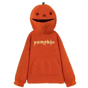 Women’s Fall Trend Wardrobe: Halloween pumpkin-shaped hoodie with a round neck, soft fleece, lightweight tunic design; casual micro-stretch garment care style tunic essential hoodie for winter outfits and sweatshirts