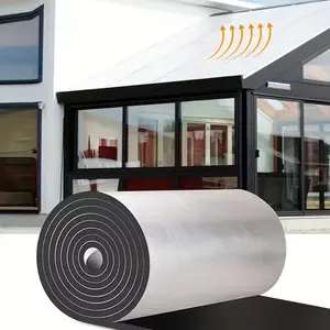 10mm Thick Self-Adhesive High-Density Fireproof Sound-Insulating Rubber Foam with Aluminum Foil, Ideal for Reducing Noise and Insulation in Roofs, Bedrooms, Cars, Commercial Vehicles & Garage Floor Covering, Heavy Duty Material