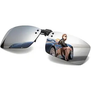 Polarized Clip-on Sunglasses with Flip Up Function Anti-Glare UV 400 Driving Glasses Clip-on for Prescription Glasses