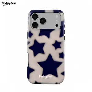 DarlingCase Little Blue Star Cute Glossy Silicone Case, Durable Double-Layer Protective Cover for iPhone 17 ProMax, 16 Pro, 15, 14, 13, 12 – Smartphone, Cellphone, Handheld Devices Accessories, Gift for Girls