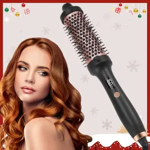 A 3-In-1 Ion Hair Curler And Straightener, a Professional Curling Iron with a Heat Styling Brush That Prevents Burns, Perfect As a Christmas Gift