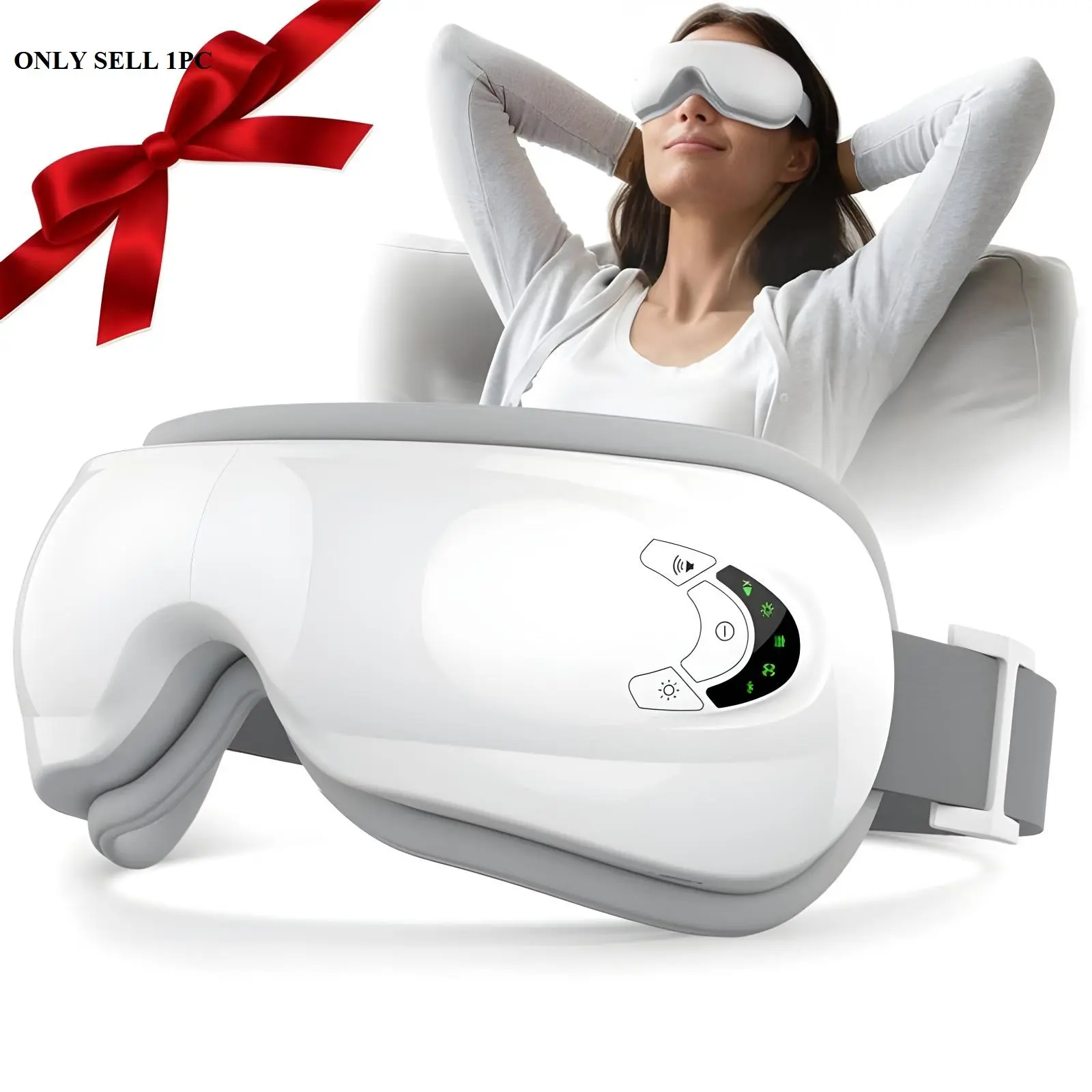 Multifunctional Electric Eye Massager with Heat, Portable Bluetooth-compatible Music Heated Eyemask, Portable Spa, Relaxation Aid, 5 Modes & Foldable Design Gift for Mom Dad, Portable Massagers