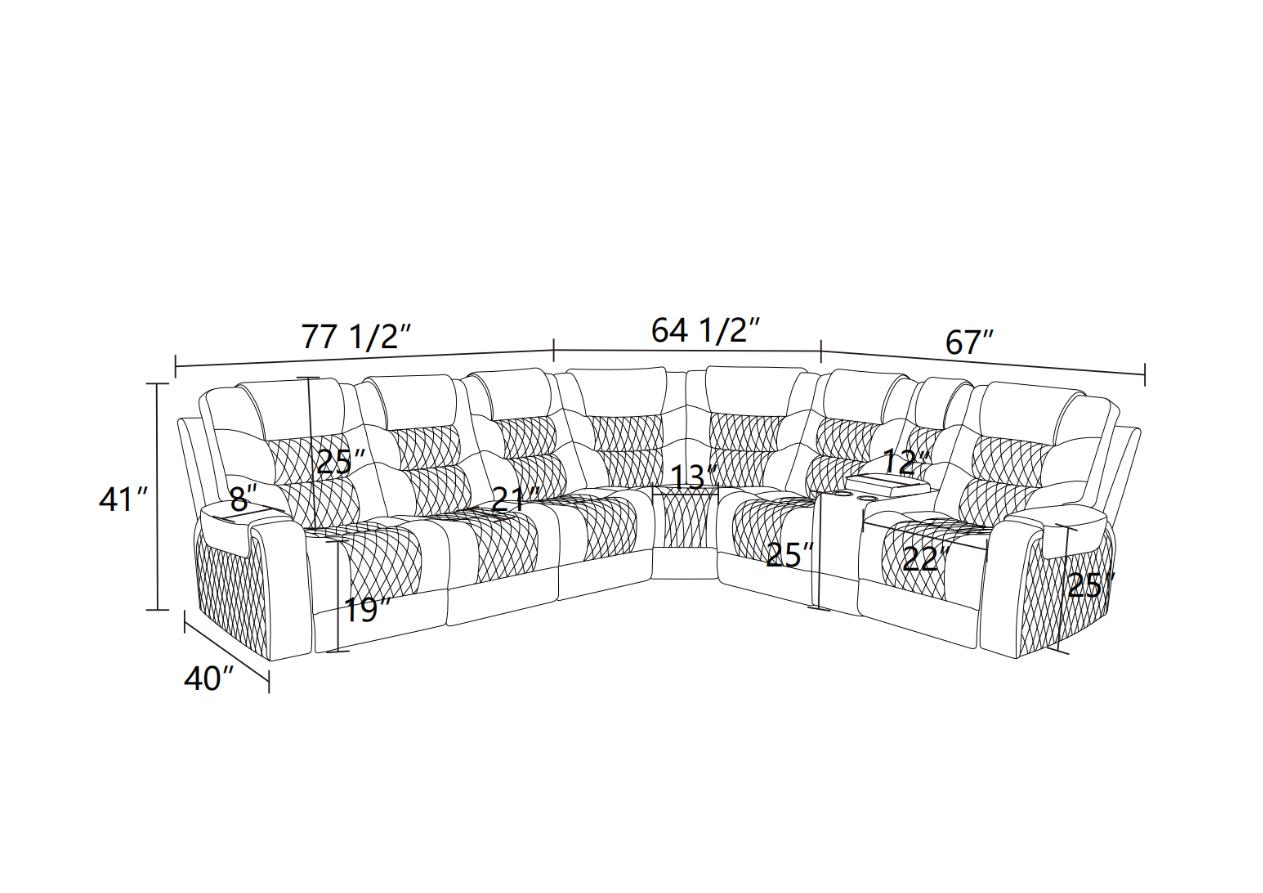 Lifestyle Dark Red Breathing Leather 3-Piece Living Room Recliner Sofa Set with LED Lighting and Storage