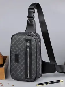 Men's Crossbody Bag, PU Leather Bag, Casual Crossbody Bags, Trendy Versatile Messenger Bag, Waterproof Chest Pack, Shoulder Bag, Motorcycle Bag, Cycling Bag, Backpack, Casual Commuter Bag, Zipper Sling Bag, Zippered Sling Bag