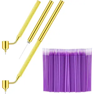 100 Pack 0.5 mm Touch up Paint Brushes Repair Pen Gold Writer Paint Applicator Pen Detailing Fluid Writer Pen Disposable Micro Applicators For Auto Repair Chip,Automotive Scratch