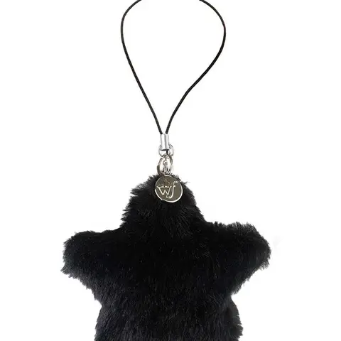 Wildflower Cases Black Fluffy Star Cell Phone Charm - Limited Edition Trendy Mobile Phone Accessories, Detachable Keychain, Selfie-Friendly iPhone Attachment, Women’s Owned Small Business Gift (Accessories for Women)