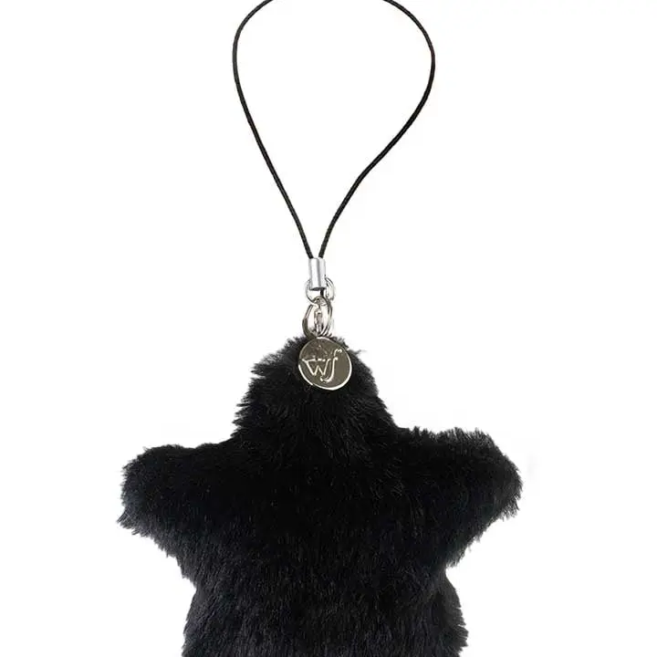 Wildflower Cases Black Fluffy Star Cell Phone Charm - Limited Edition Trendy Mobile Phone Accessories, Detachable Keychain, Selfie-Friendly iPhone Attachment, Women’s Owned Small Business Gift (Accessories for Women)