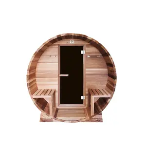 AMA EMBER Barrel Sauna – Outdoor Red Cedar Sauna for Detox, Circulation & Skin Glow | Curbside Delivery | Traditional Dry Heat, Reaches 195°F in Under an Hour | Full-Body Recovery, Relaxation & Wellness Rituals