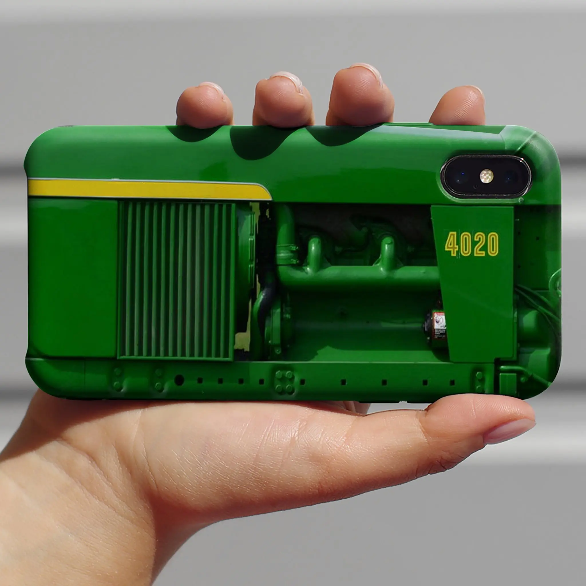 John Deere 4020 Custom Tractor Smartphone Case - Wireless, Shockproof Poly + TPU Liner, Polycarbonate Protective Cover, Strapless Mobile Phone Accessories for Device Protection