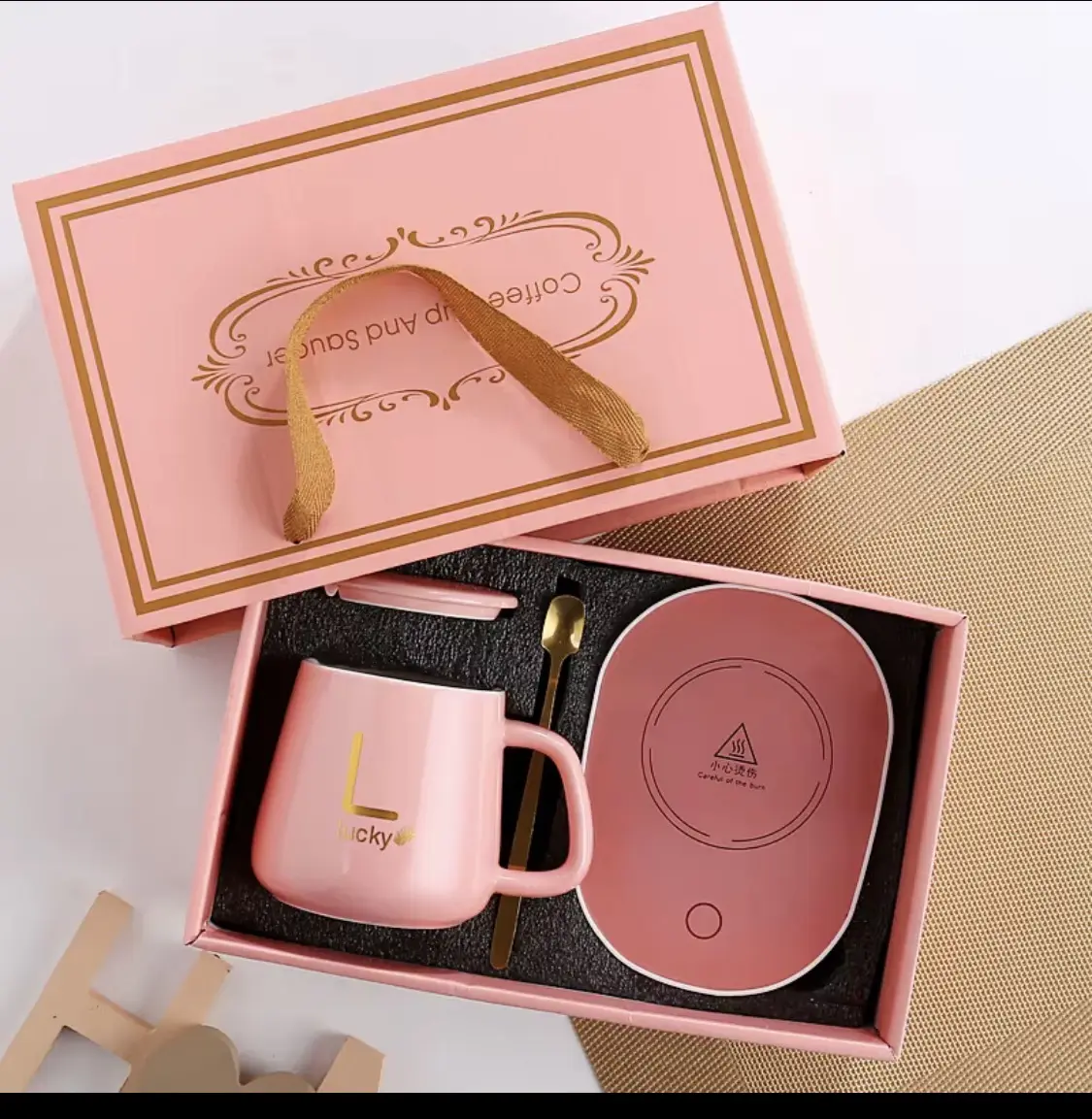 Smart Electric USB Office 55C Home Gift Set Ceramic Coffee Mug Warmer Cup Heater Mug