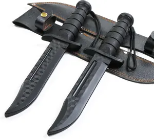 Polypropylene Training Daggers Leatherneck S/F Trainer (2 Pack) Black Plastic Blade Lightweight Self Defense Safe Easy Fun Cosplay Combat Military Martial Arts Knife Sheath IncludedGift.