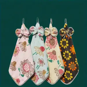 4-Pack Bohemian Style Microfiber Hand Towels - Super Absorbent, Non-Shedding, Decorated with Floral and Geometric Patterns, Perfect for Kitchen Bathroom Use, Includes Hanging Loop, home hotel use quality compress towel spa elegant