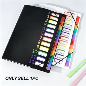 1pcs Colorful A4 Folder with Monthly Dividers, Durable Plastic File Organizer, Sturdy Cover Calendar System, Ideal for School, Office, Home Use