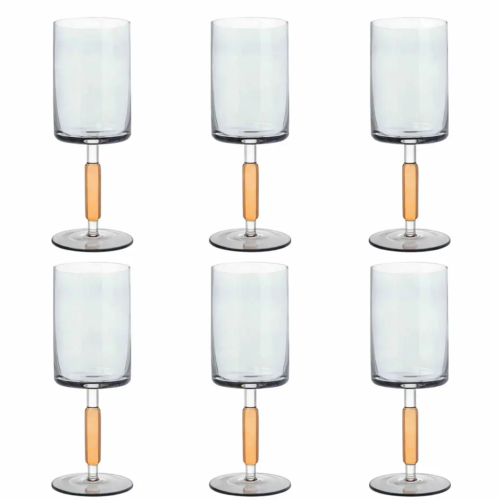 Kinor Amber and Smoke Wine Glasses, Set of 6