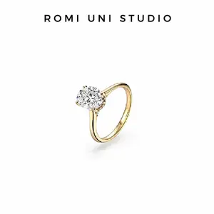 14K Gold Plated Moissanite Ring | Oval Cut Lab-Created Stones 1–4.5ct D VVS1 | Women's Luxury Engagement & Wedding Jewelry | R112 SpringStatements