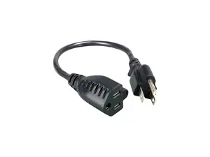 Nippon Labs 16 AWG Power Cord Extension, NEMA5-15P/5-15R, SJT 13A 125V, 15 ft. Black Power Cable