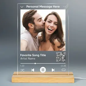 Personalized Couple Favorite Song & Photo Scannable QR Code Acrylic Plaque, Anniversary Gift for Women Men Him Her Girlfriend Boyfriend, Valentine's Day Bedroom Decor, Wedding Home Keepsake