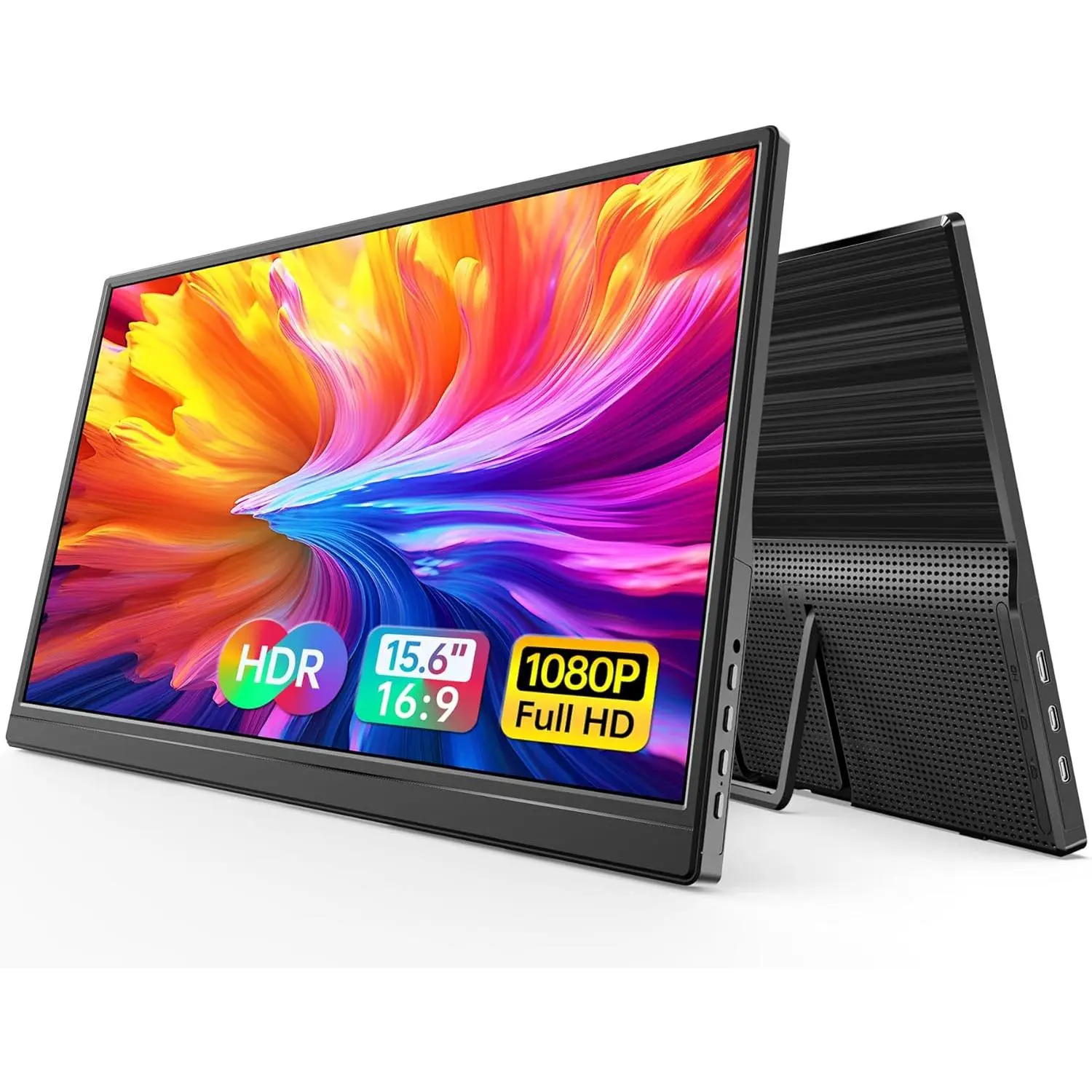 Portable  15.6-inch 1080P USB-C HDMI Ultra Slim Travel  with Kickstand for Laptop, PC,  Phone, PS, , Swich Gaming  IPS Slim Zero Bezel