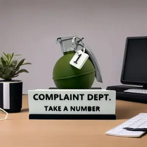 Complaint Department Desk Sign, 3D Printed Prank Gift, Funny Grenade Office Decoration, Perfect for Halloween, Christmas, April Fools' Day
