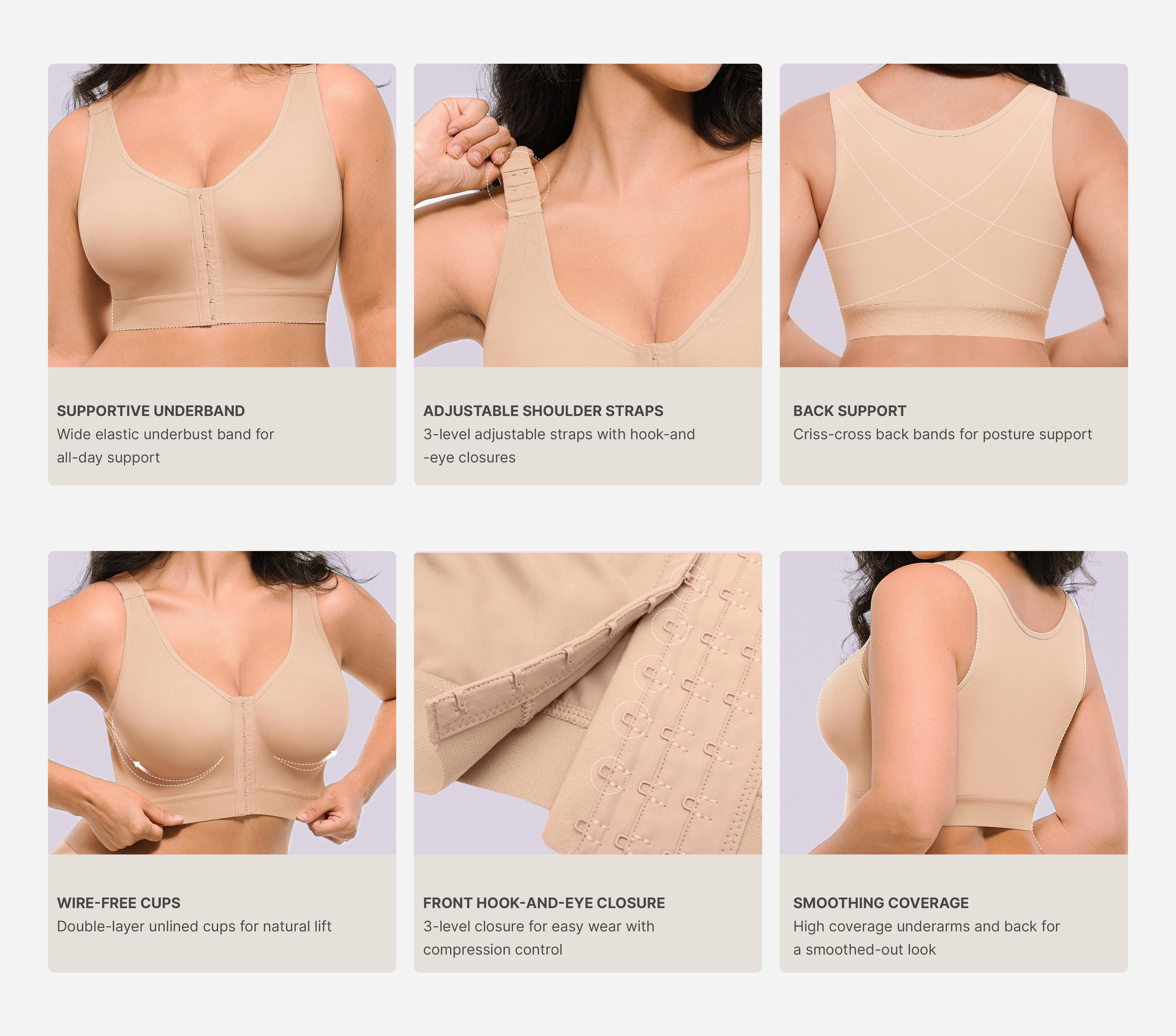 Shapellx Shapewear with bra Bare Essentials AirSlim Unlined Wireless Back Support Bra
