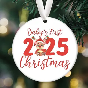 Baby’s First Christmas 2025, Cute Christmas Elk Ceramic Home Decor, Christmas Window Hanging Decoration, Christmas Gift for New Parents, Christmas Tree Pendant Decorations, Gift for First Time Moms Dads