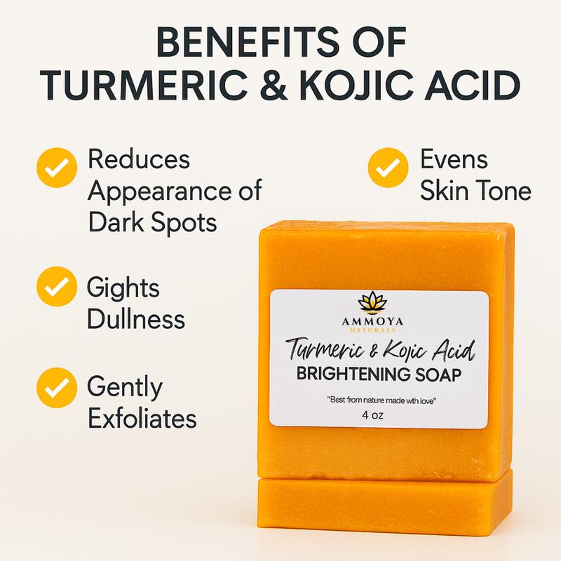 Ammoya Naturals Turmeric and Kojic Soap Multi Pack - 2-5 Bars, Cleanser, Body Wash Radiant Lemon Carrot Lavender Turmerickojicacidsoap Cleansing Soft Nourishing Blend Skin Care Comfort Skin Repair