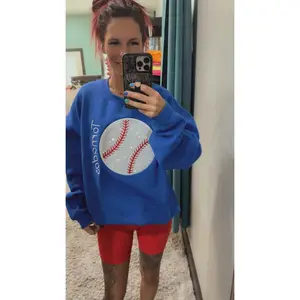 BASE & SOFT BALL Embroidered Sequins Crewneck