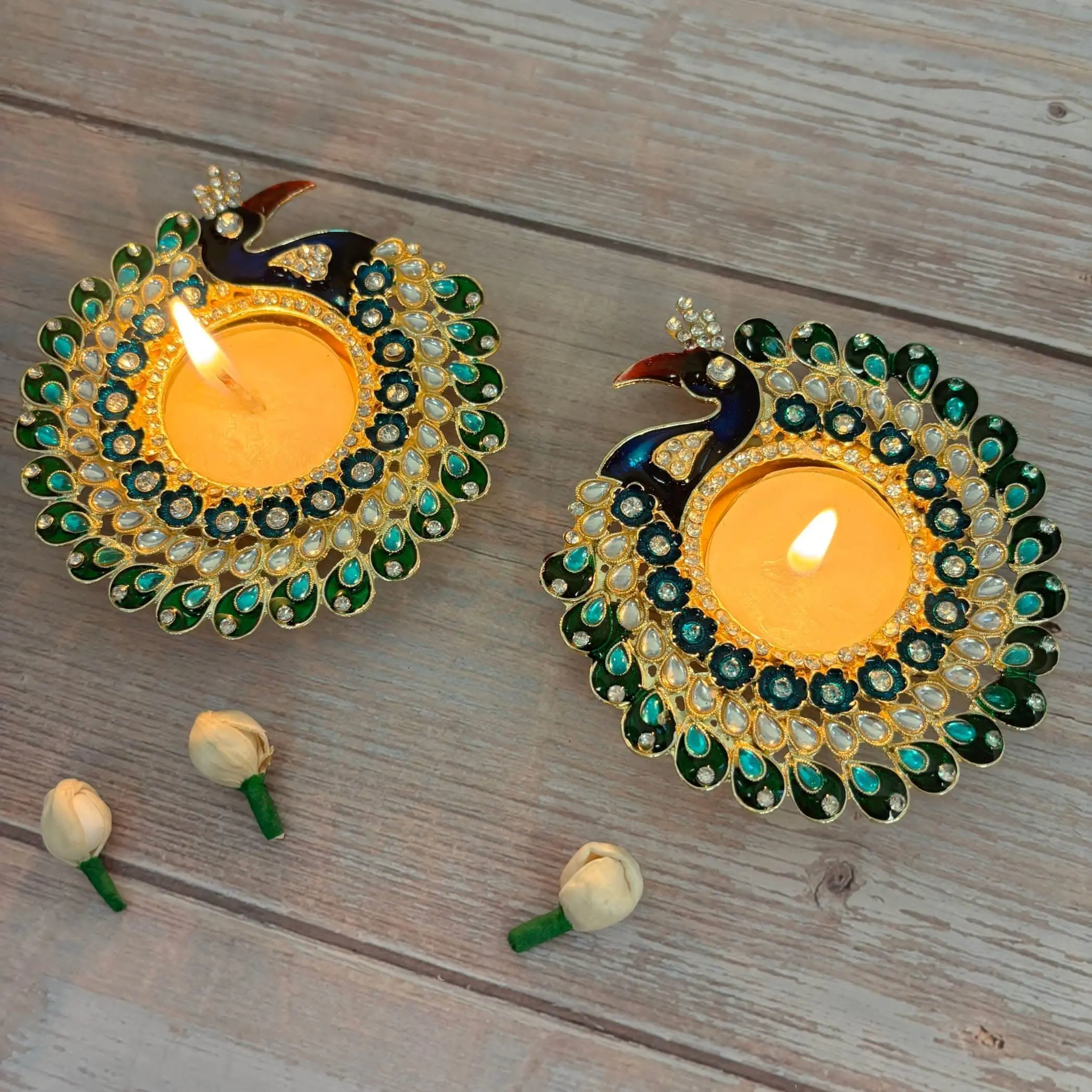 Peacock Tealight Candle Holder | Handcrafted South Asian Festival Decor | Ideal for Diwali, Weddings, Poojas & Gifts
