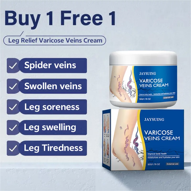 Buy 1 Get 1 Free Varicose Vein Relief Moisturizer Cream (50g) - Gentle Hydration Body Lotion for Leg Discomfort, Swelling & Tired Heavy Limbs