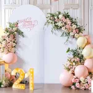 White Arch Backdrop Cover 7.2FT 6FT Spandex Arch Covers Stretchy Backdrop Set of 2,-Layer Wrinkle Free Wedding Arch Stand Cover Backdrop Curtains for Baby Shower Birthday Decoration