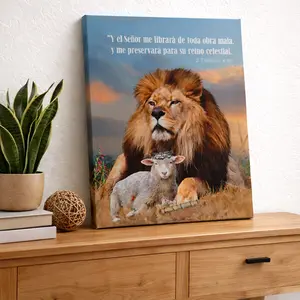 (2 Timoteo 4:18) Canvas - 100% Textile Tempered Canvas Printed Framed Ready to Hang Extra Large 22" x 30" Modern Art Home Decor Gift