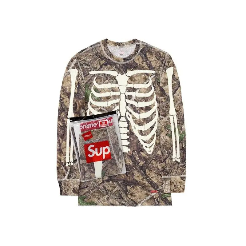 Supreme Men's Hanes Bones Thermal Crew 1 Pack Woodland Camo, from StockX