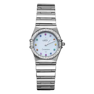 Omega Constellation "Iris" My Choice Mini 22.5mm Stainless Steel Factory Diamond Bezel MOP Dial Quartz 1465.79.00 WHT027107