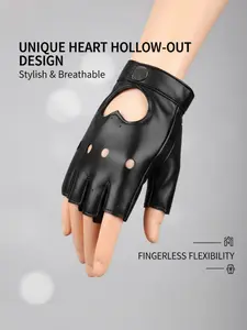 Icon Vintage Style Women's Half Finger Gloves, Hollow Heart Design, Lightweight Breathable, Casual Fashion Accessory, All Seasons