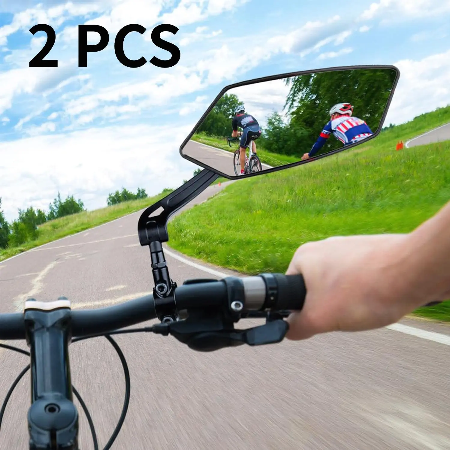 Fit Electric Bike Rearview Mirror - HD Shatterproof Wide View Reflector, 360° Rotatable Adjustable Safety Mirror Suitable for E-Bike, Bicycle, Scooter, Easy Installation with Flat for Daily Riding, Compatible for E-/Scooters