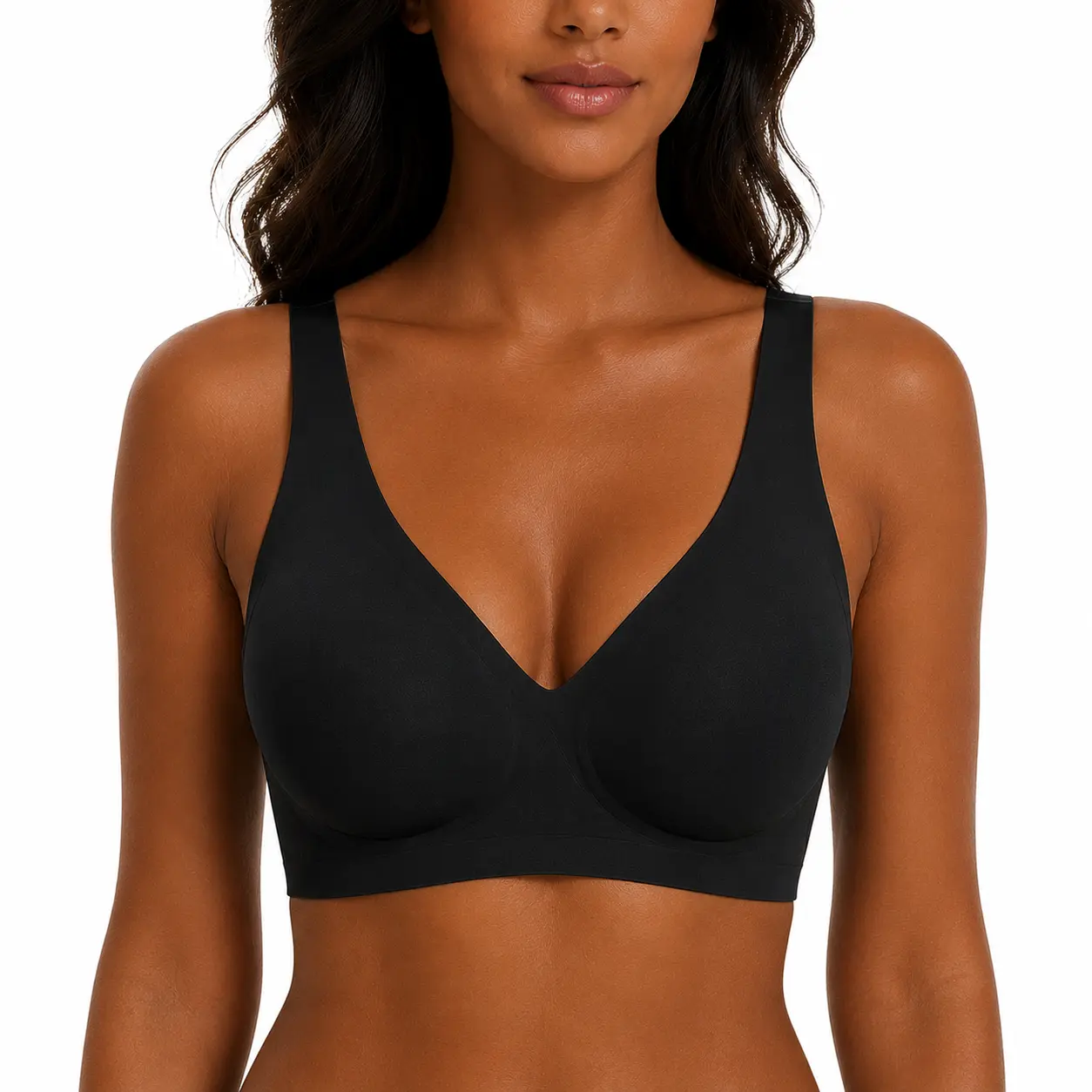 Women's Seamless Deep V Plunge Wireless Push-Up Bralettes - Comfortable, Supportive T-Shirt Bras