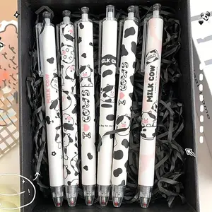 Cute Cow Pattern Gel Pen, 6 Counts/set Smooth Writing Pen, Writing Stationery for Students & Office Workers, Office Accessories