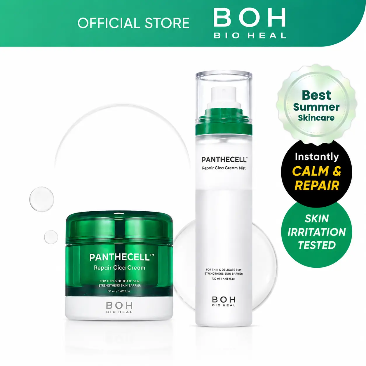 [NEW DUO] BIOHEAL BOH Panthecell Repair Cica Summer Skincare DUO | Barrier Repair & Soothing Hydration Routine for Sensitive, Acne-Prone Skin