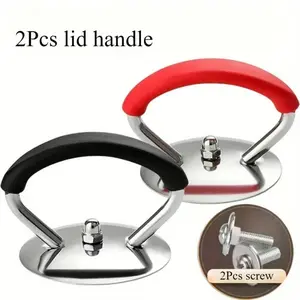 Stainless Steel Pot Lid Handle Set, Silicone Heat Resistant Grips & Installation Screws, Durable Kitchen Cooking Equipment Accessories