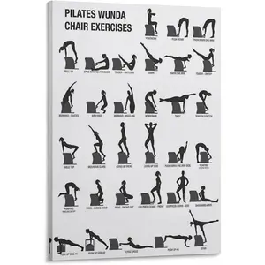 Pilates Chair Exercise Chart Poster Pilates Studio Poster Yoga Canvas Wall Art Decor Room Ornaments Decoration Photo Artistic